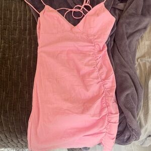 Pink Ruched Mini Dress